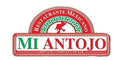 Logo for Mi Antojo Mexican Restaurant. Red, green, and white design featuring text and imagery.