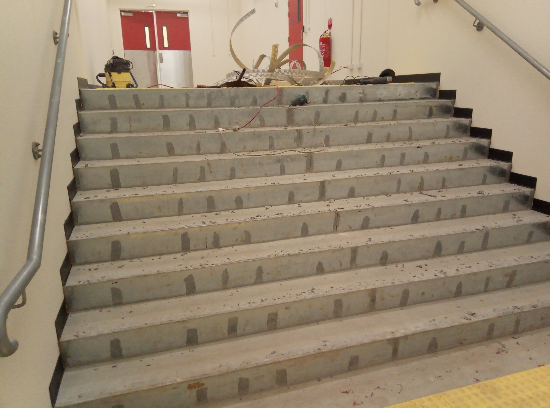 3. Set up to clean stair risers