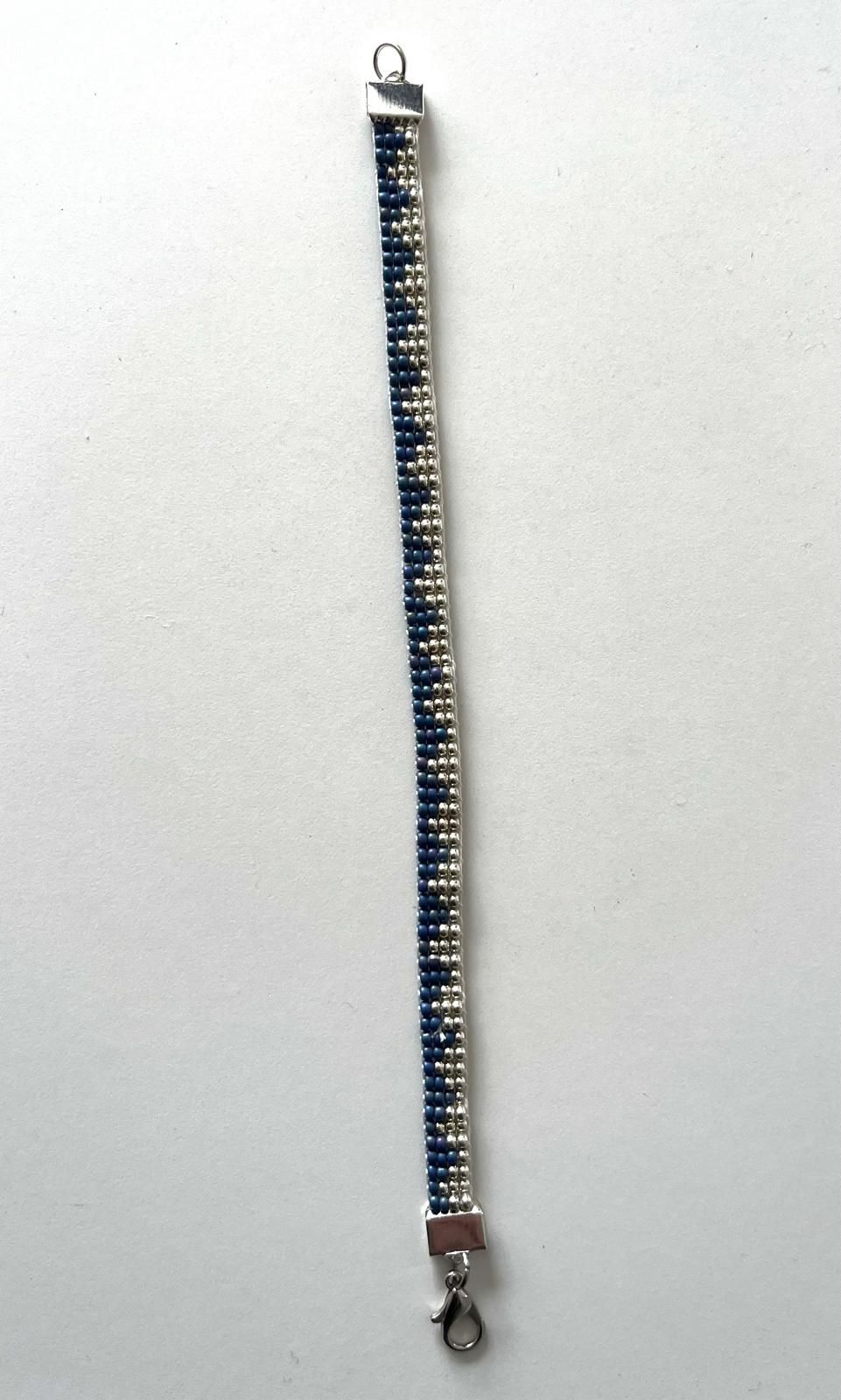 Miyuki weefkralen armband blauw en zilverkleur