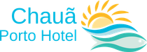 Um logotipo para o hotel chaua porto com sol e ondas