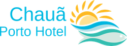 Um logotipo para o hotel chaua porto com sol e ondas