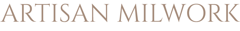 A logo for artisan millwork is shown on a white background.