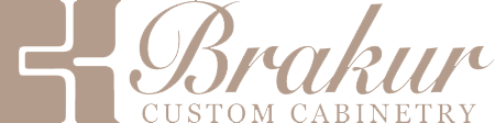 A logo for a company called brakur custom cabinetry