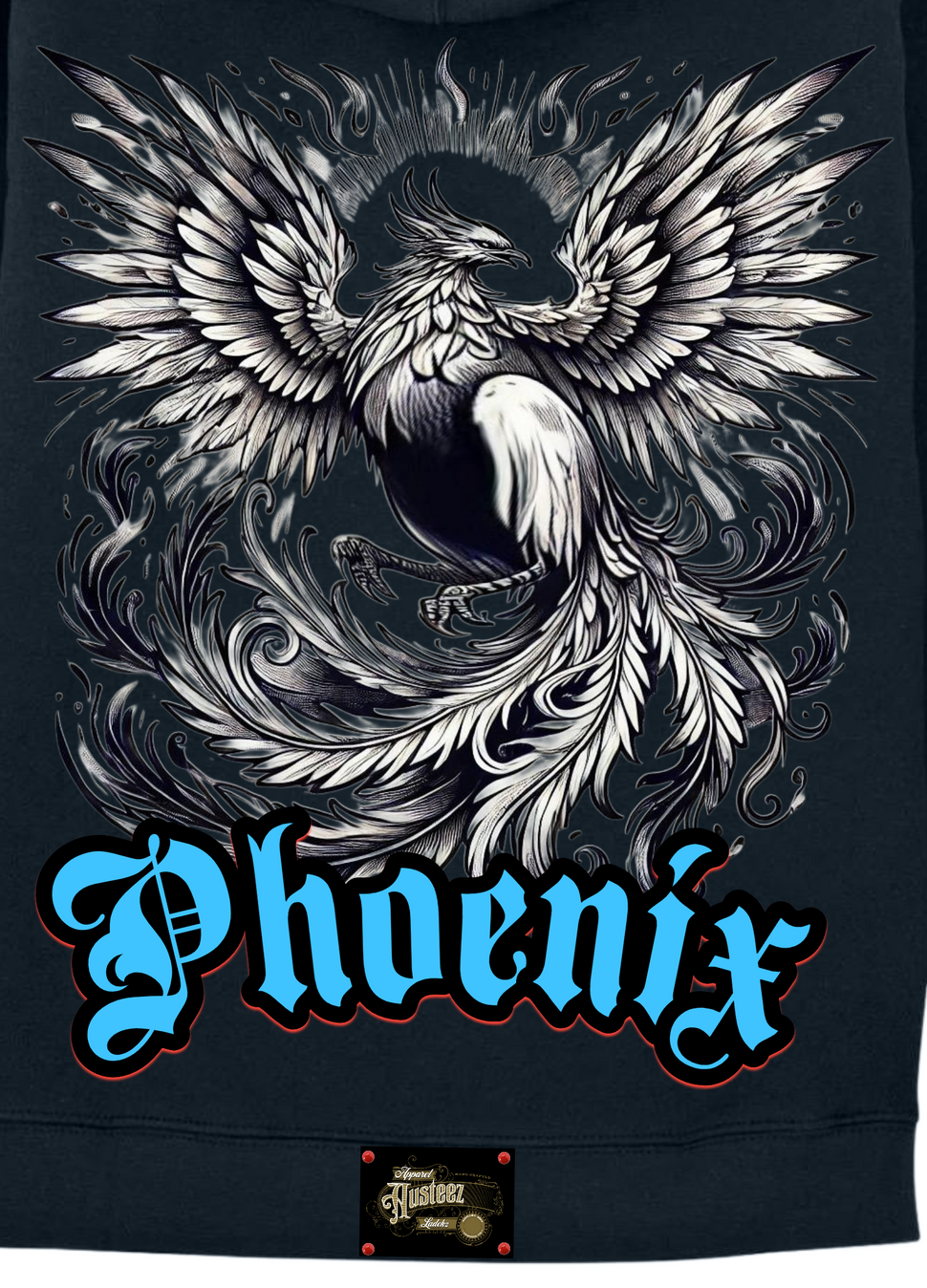 Phoenix Reborn (He) blue hoodie back view