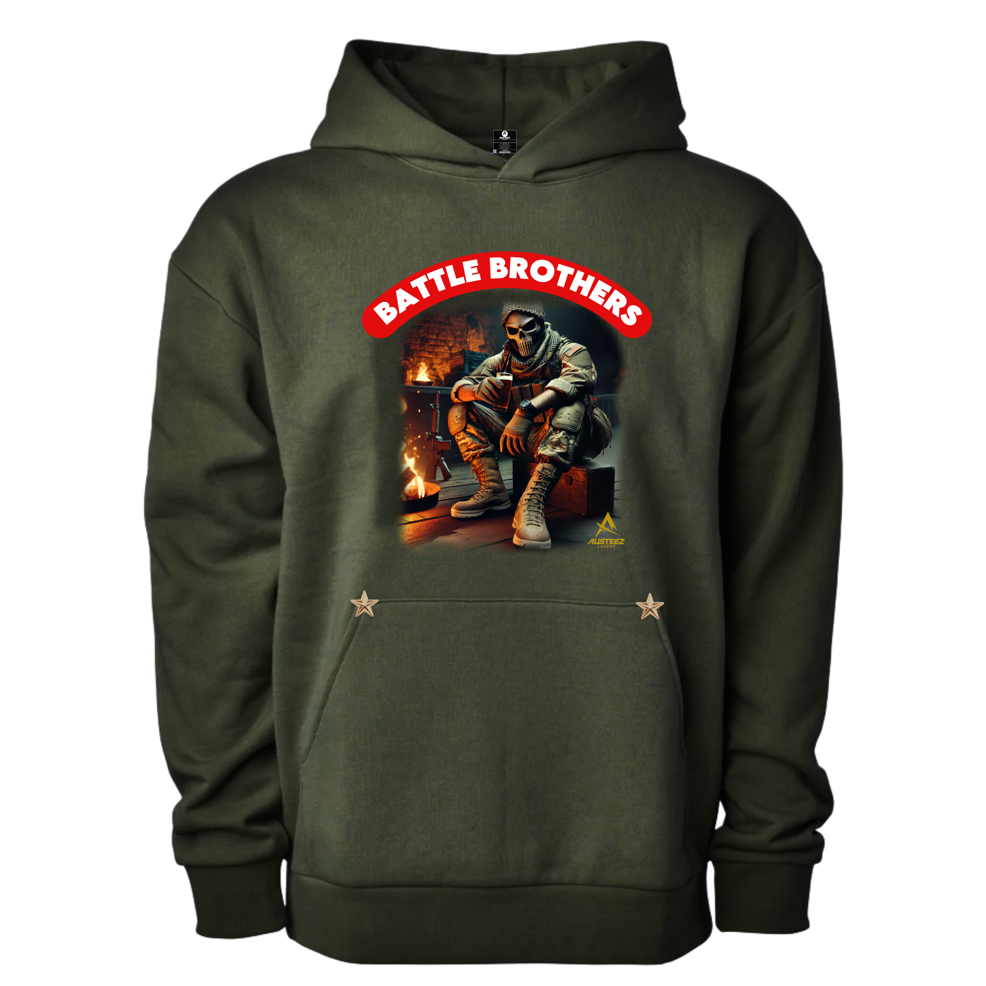 green female Battle-Brothers hoodie front view