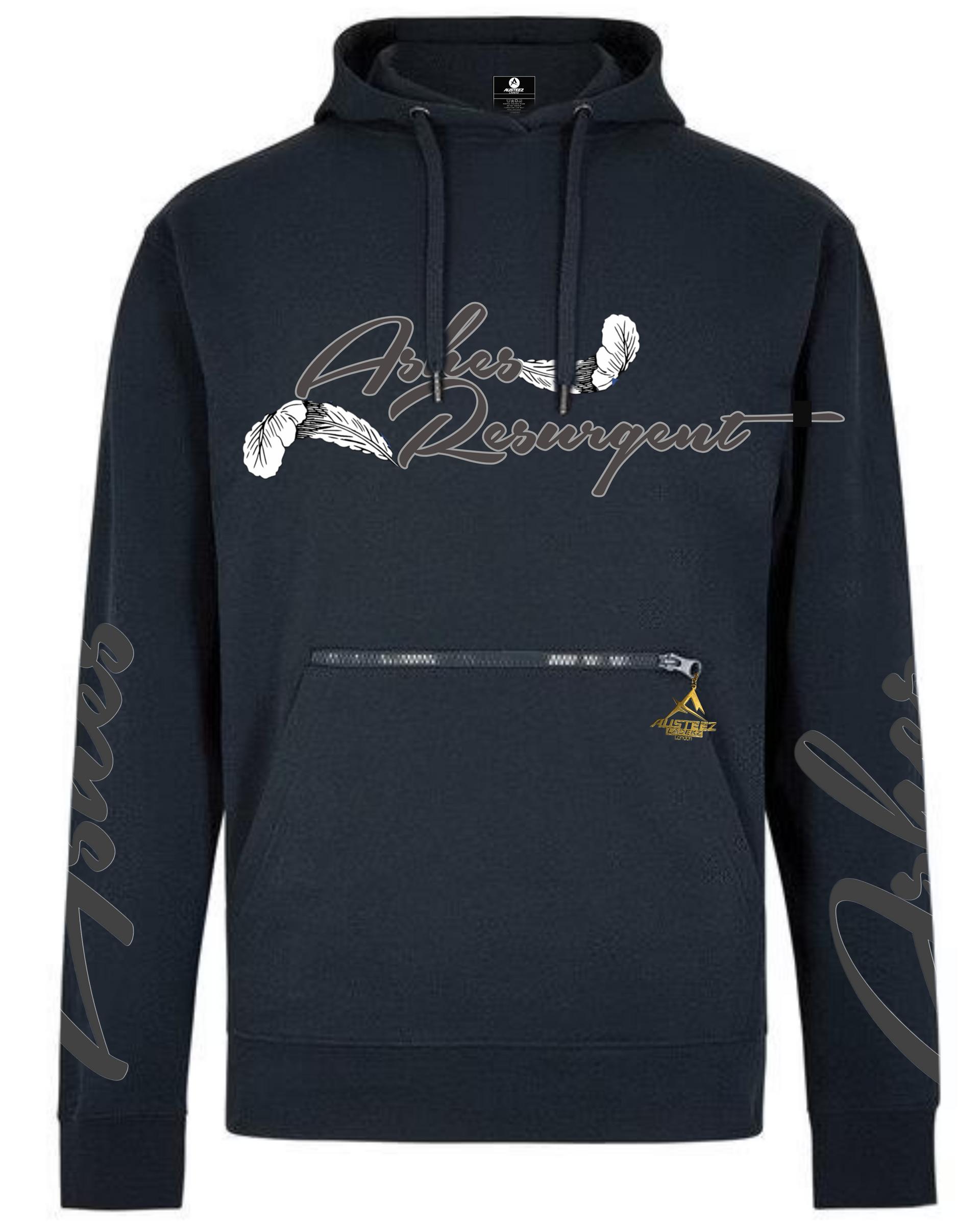 Phoenix Reborn (He) blue hoodie front view