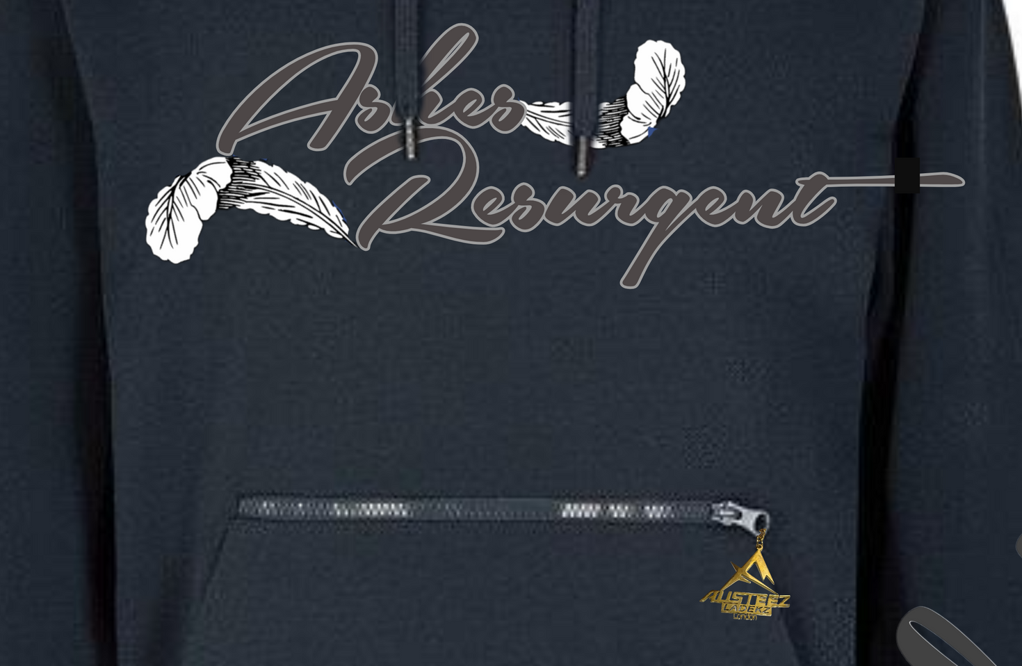 Phoenix Reborn (He) blue hoodie front view
