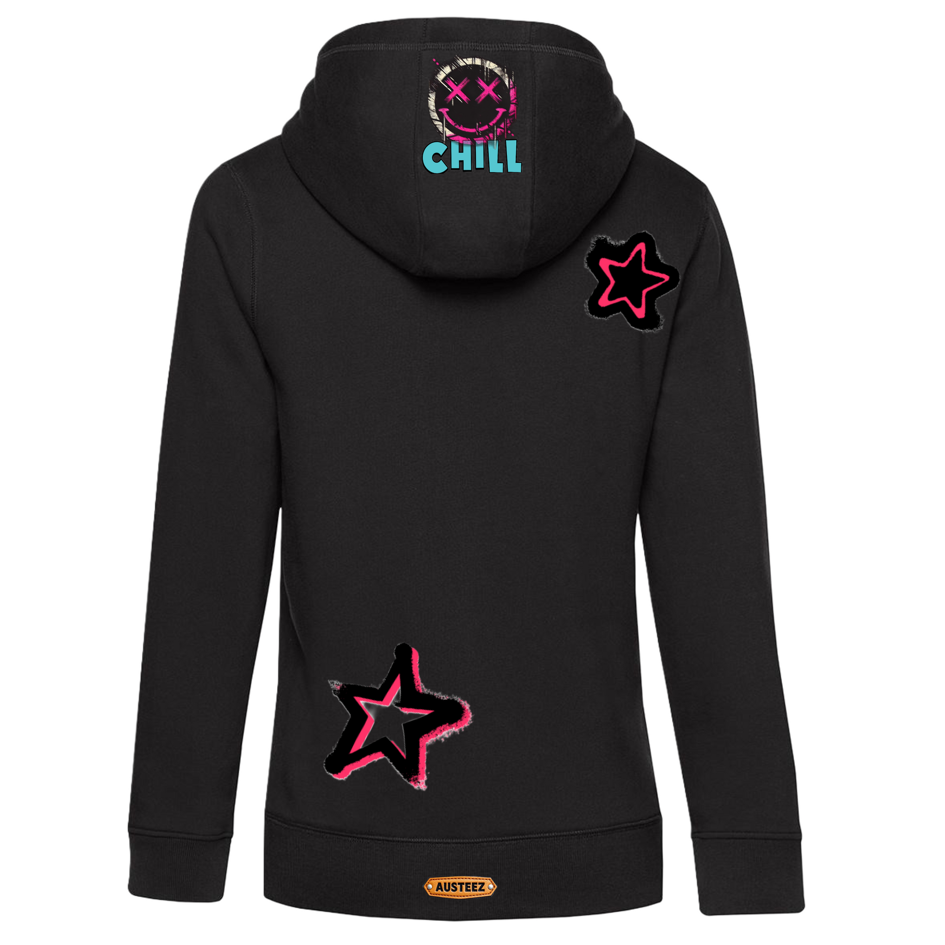 Black hoodie with smiley face