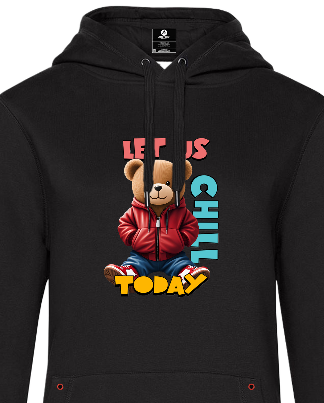 Navy tracksuit set with star accents, and black hoodie with graphic.