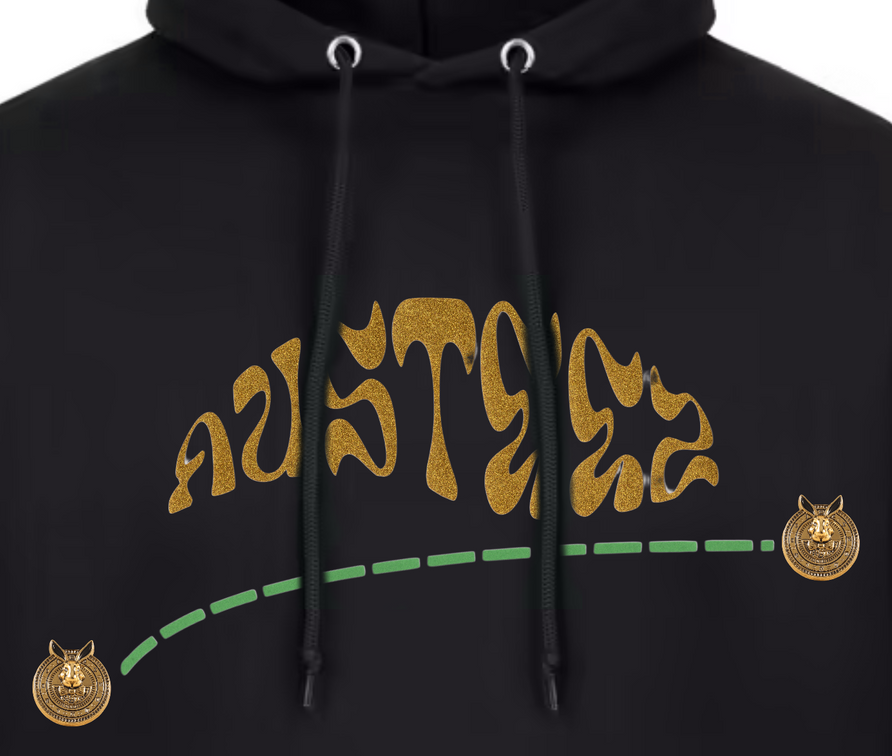Black hoodie with gold 