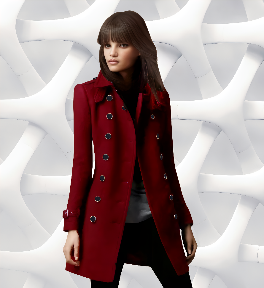 Red Valkyrie (Embroidered) trench coat front
