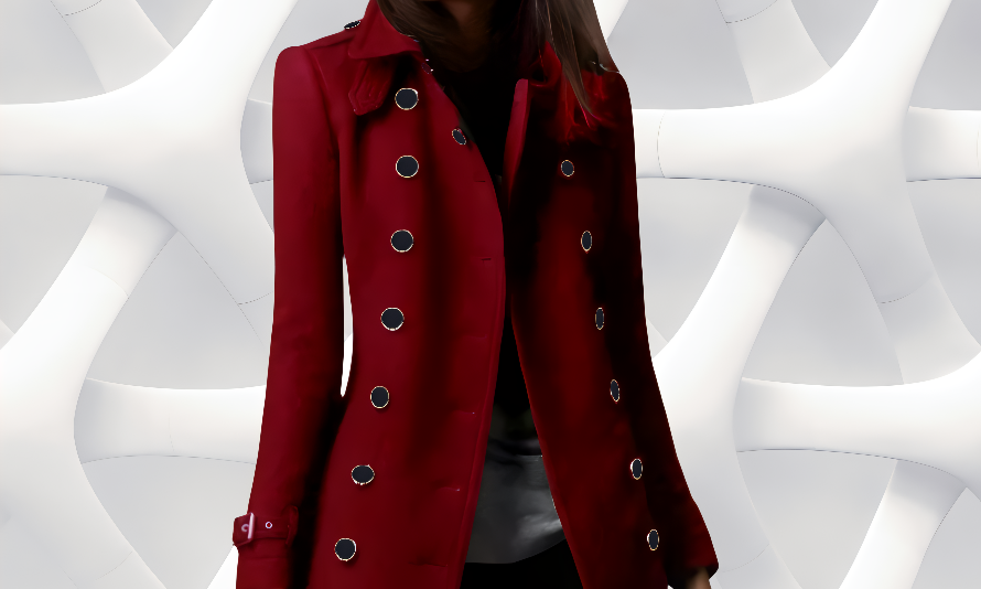 Red Valkyrie (Embroidered) trench coat front