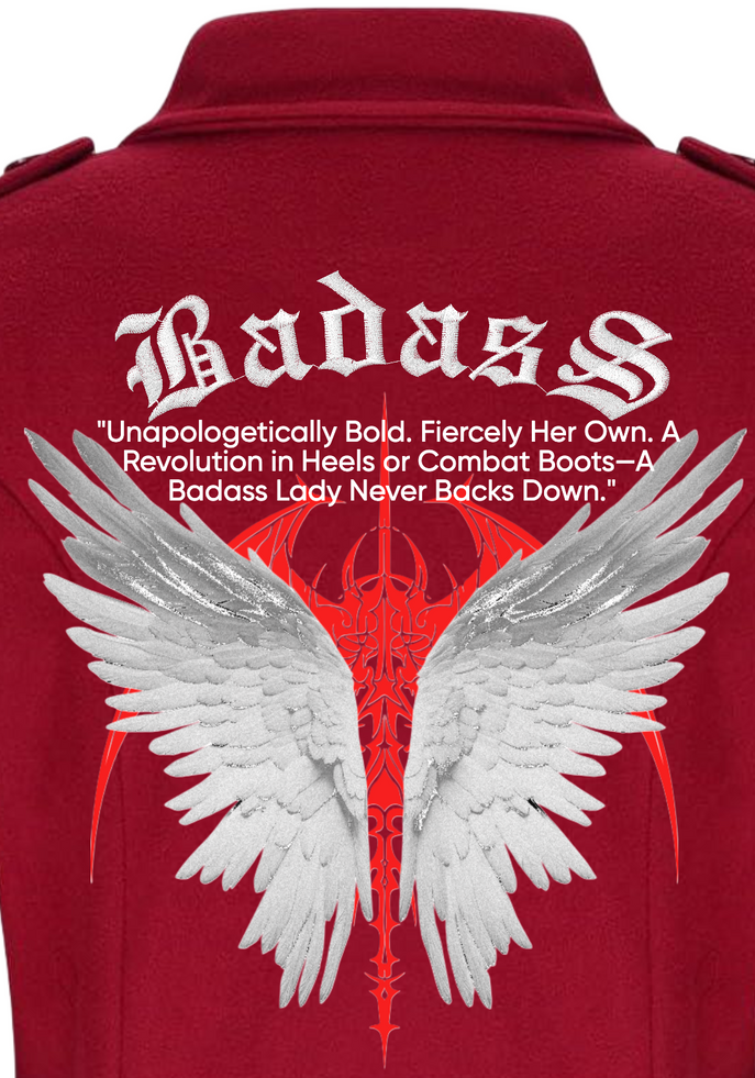Red Valkyrie (print) trench coat back