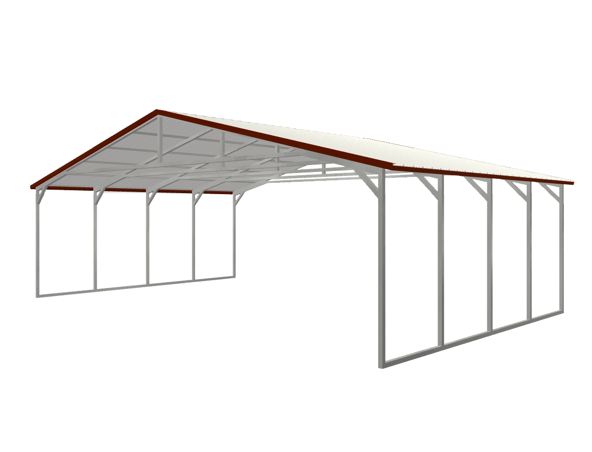 Triple wide metal carport