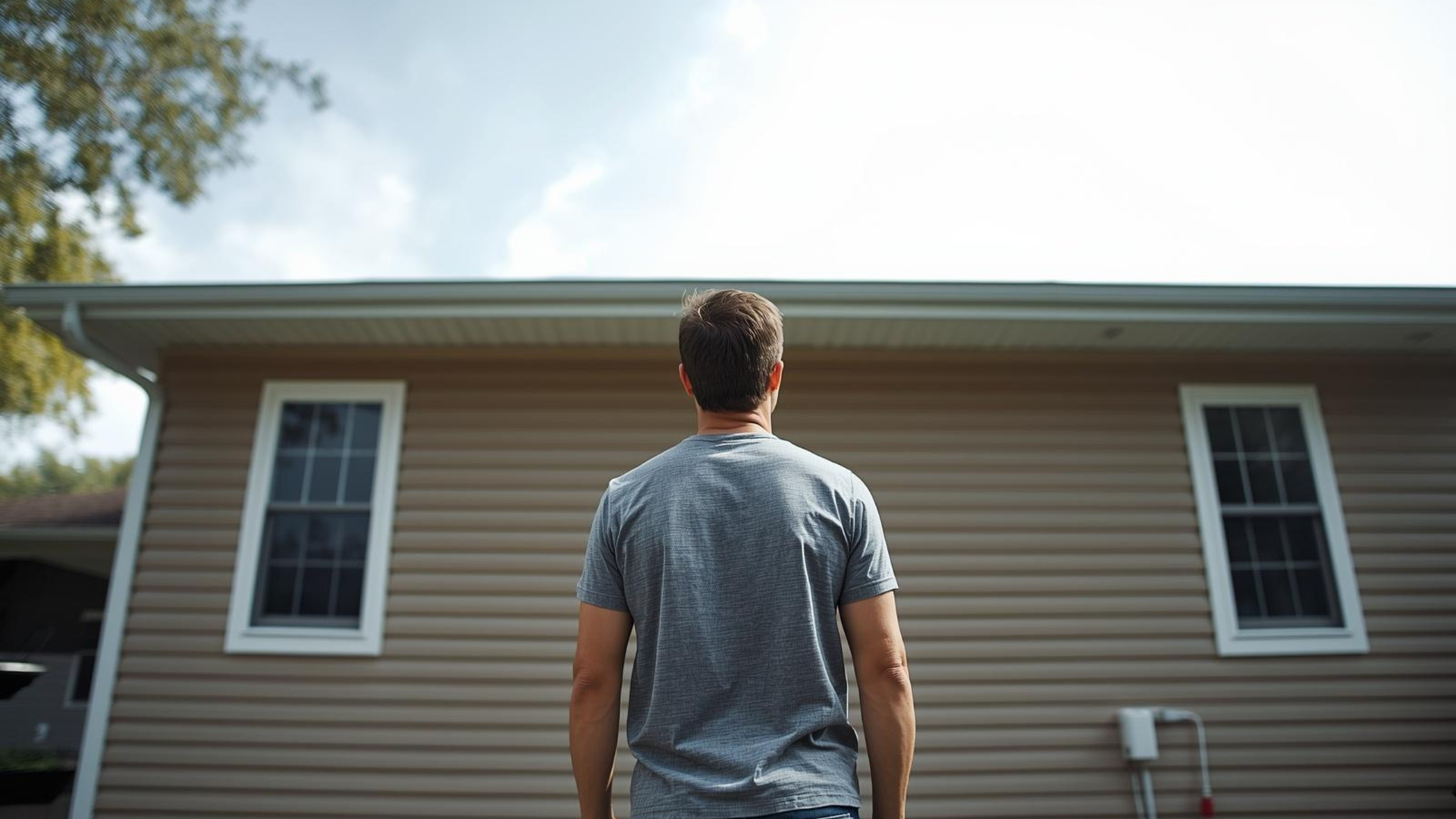 Man checking roof