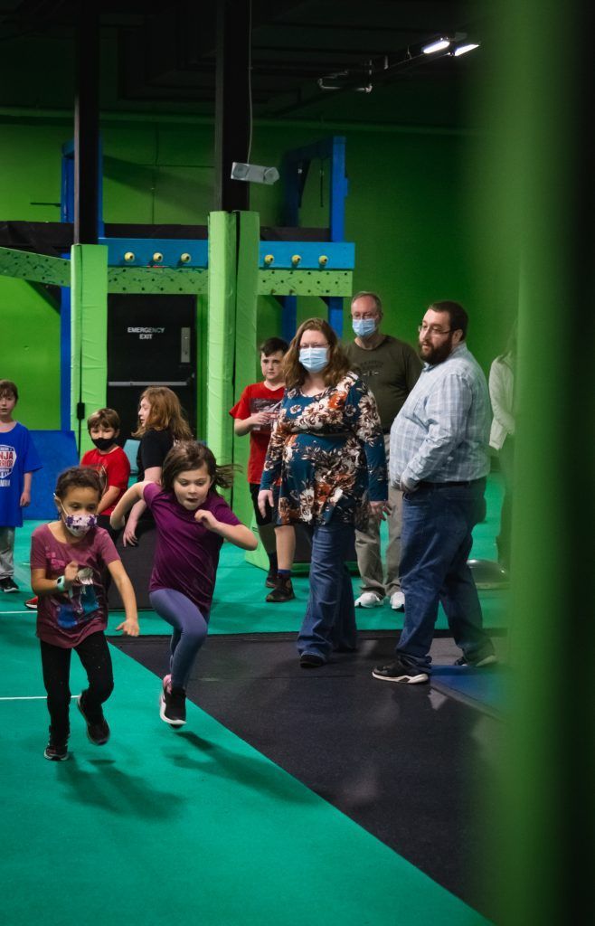 Parents and kids at Ninja Lab Gym