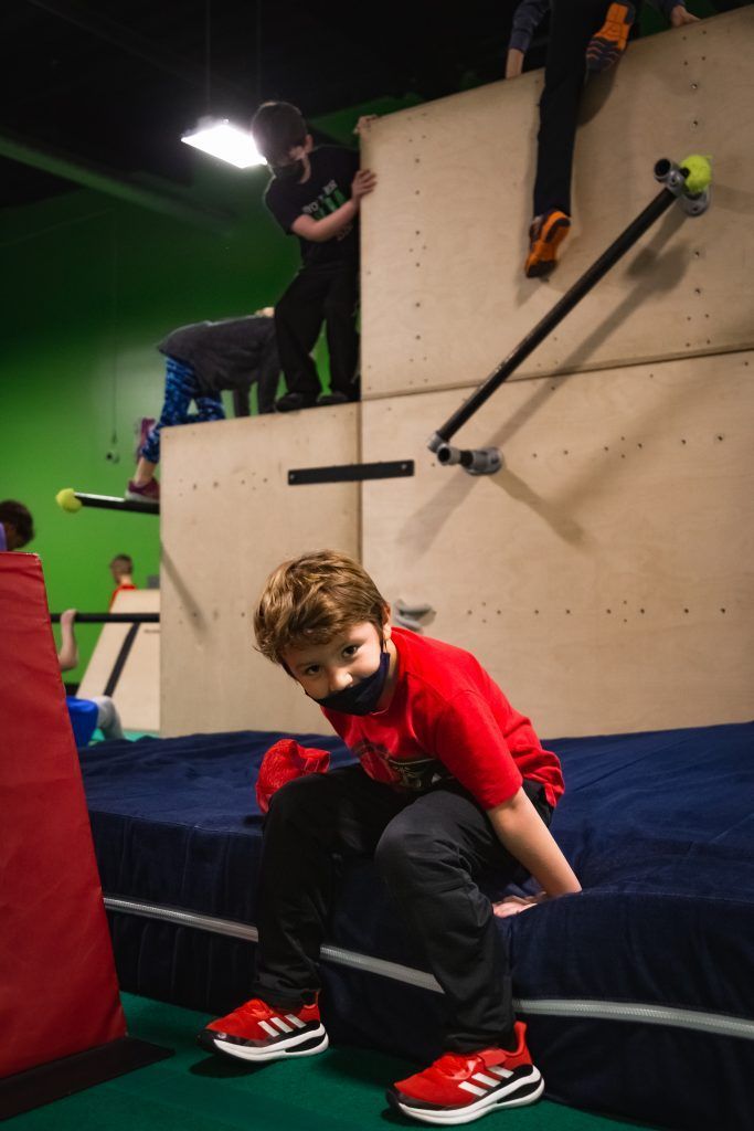 Kid with mask at the Albany Ninja Lab