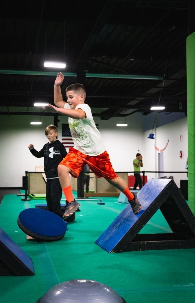 Student completing the obstacle course