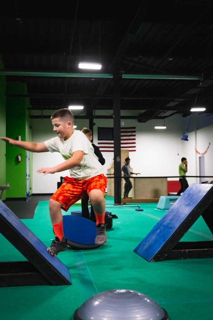 Kid balancing himself