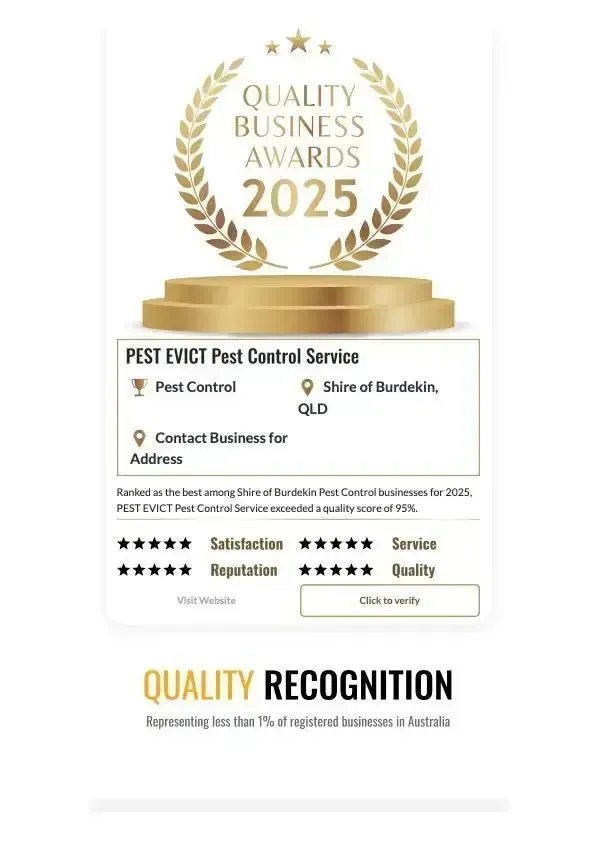 A Poster For The Quality Business Awards In 2025 — Pest Evict Pest Control in Ayr, QLD