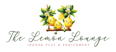 a logo for the lemon lounge indoor play and entertainment