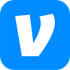 A blue square with a white letter v on it