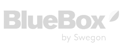 A blue box by swegon logo on a white background