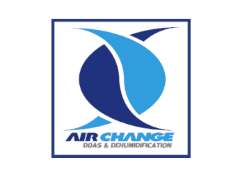 A logo for air change doas and dehumidification