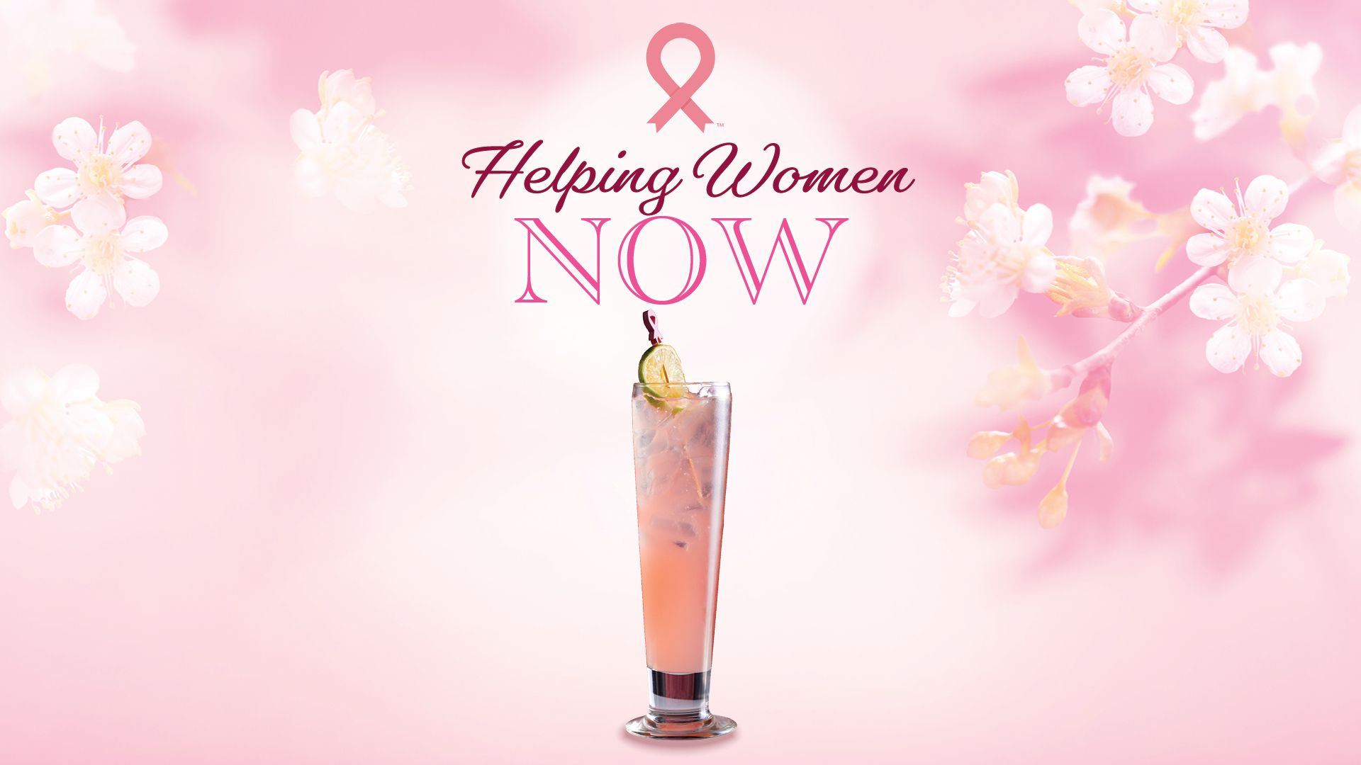 Pink cocktail with logo