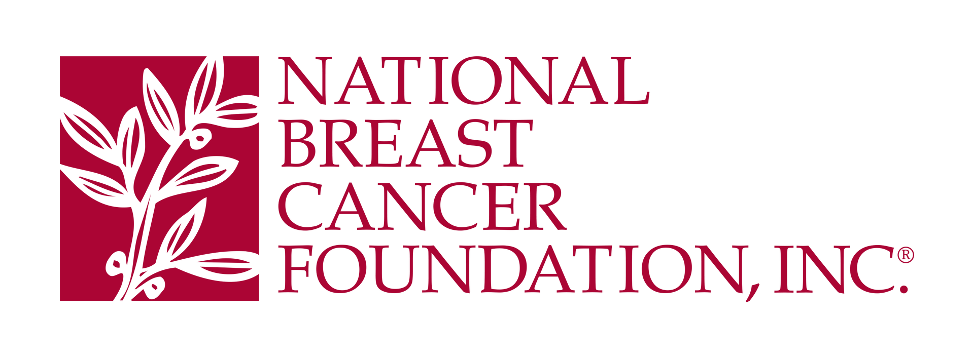 Logo of the National Breast Cancer Foundation, Inc. in dark pink and white.