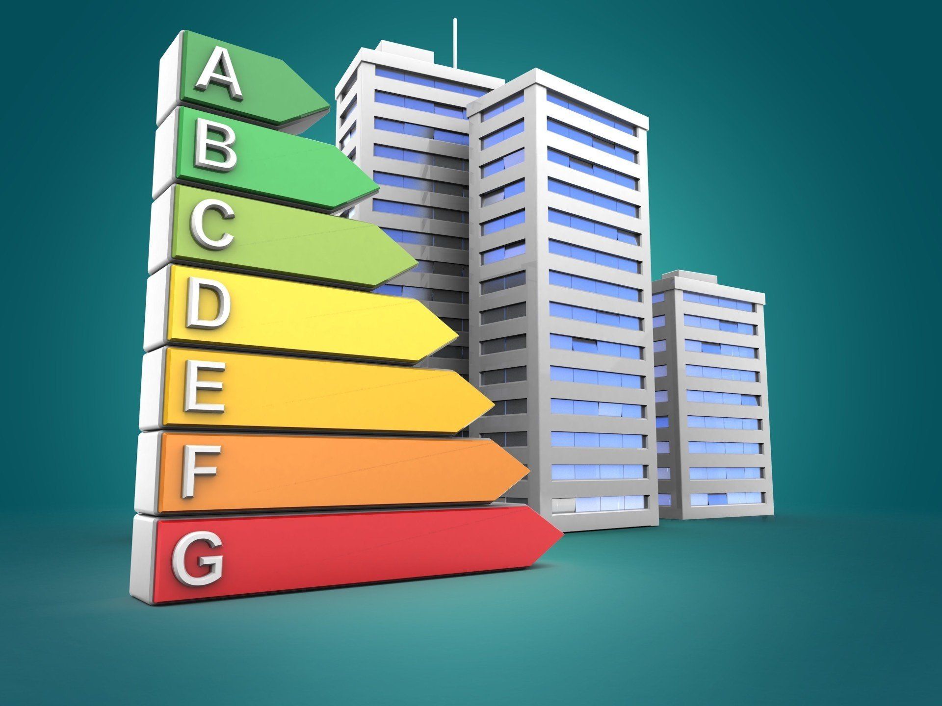 Graphic of EPC ratings and commercial buildings