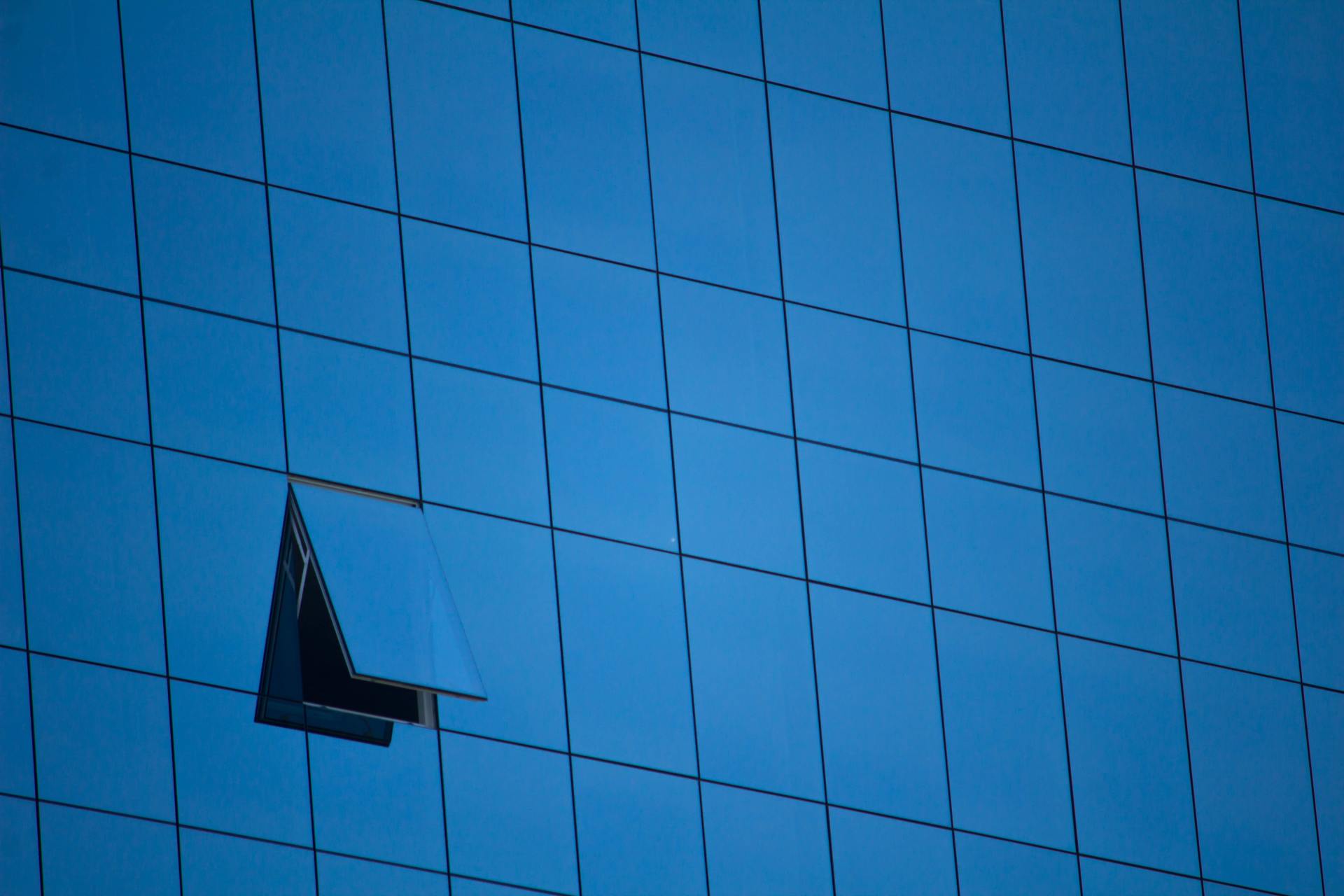 Office building with window opened