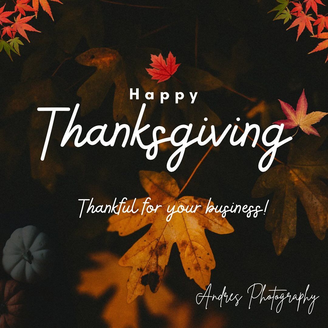 Autumn leaves on dark background with “Happy Thanksgiving” and “Thankful for your kindness!” text