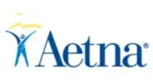 The logo for aetna is blue and yellow