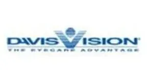 The davis vision logo is blue and white and says `` the eyecare advantage ''.