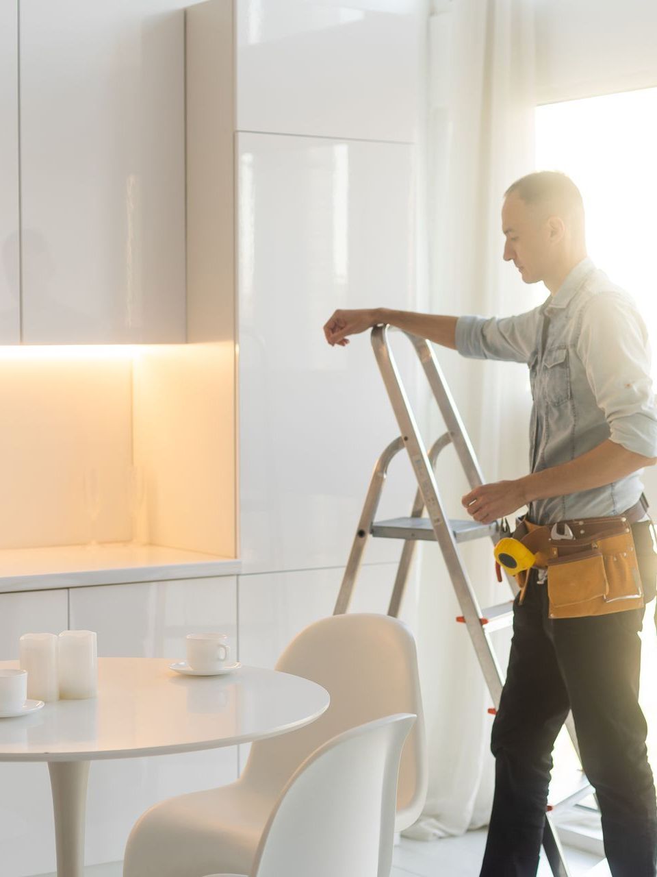 builder handyman with construction tools