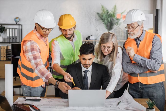 Teams of architects builders and-designers working