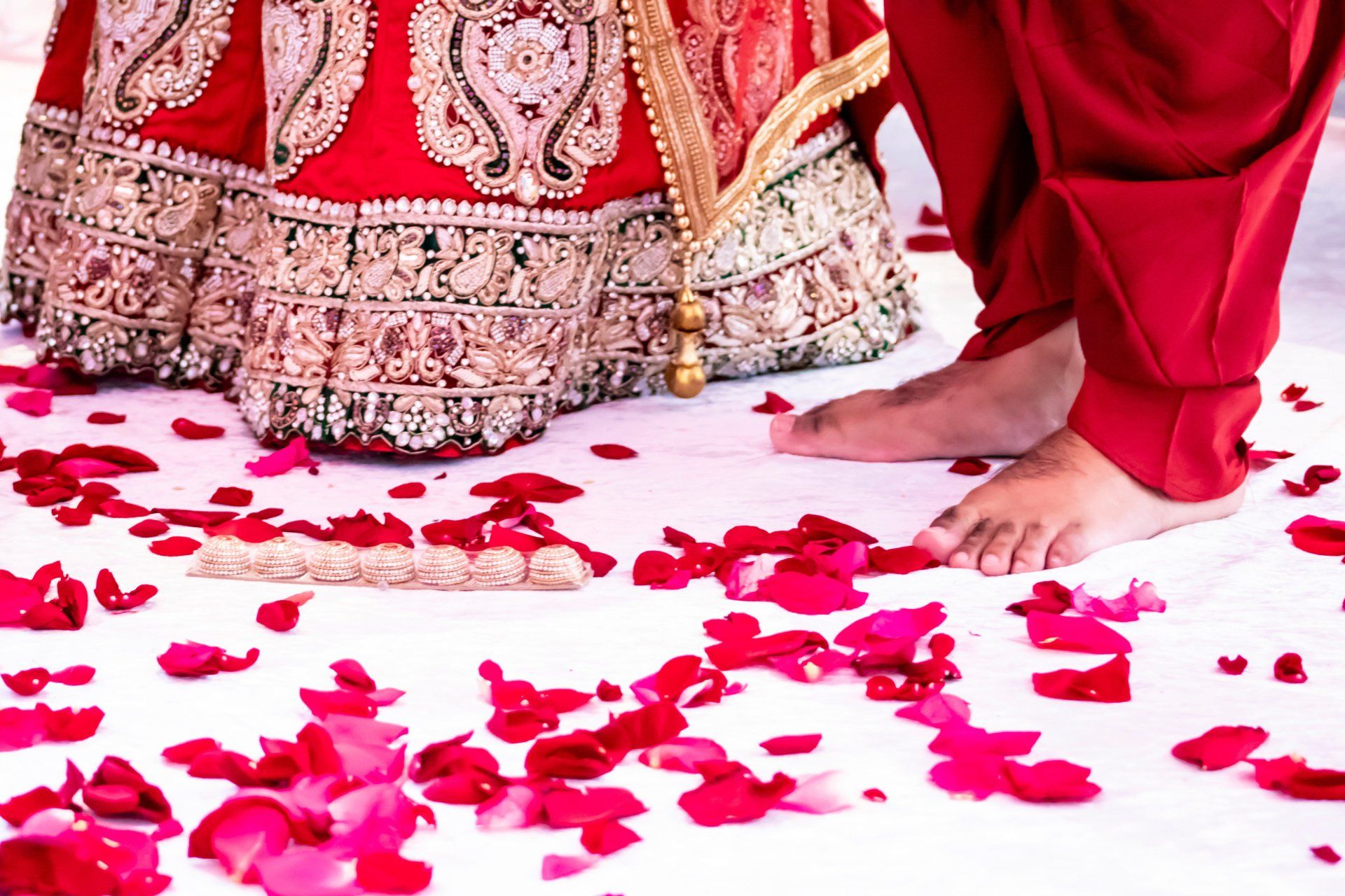 bride and groom in saptapadi