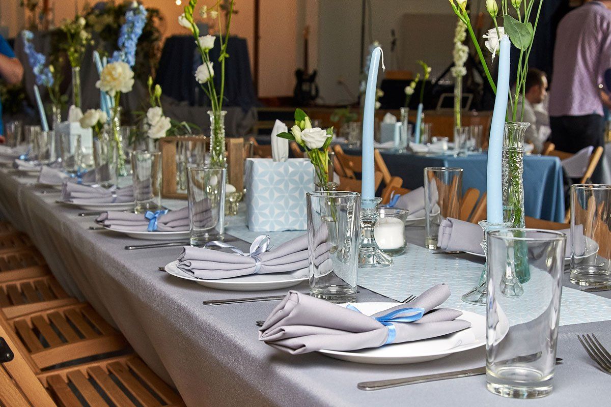 Table decorations for a bar or bat mitzvah at CrystalView