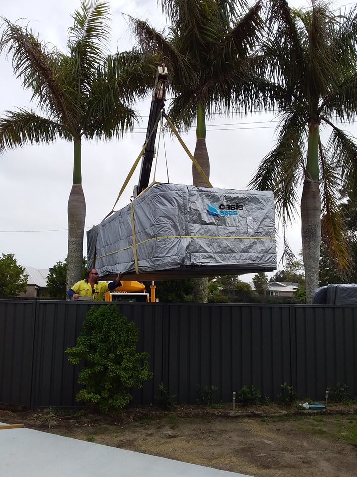 Pool delivery by crane — Pools & Spas in Ballina