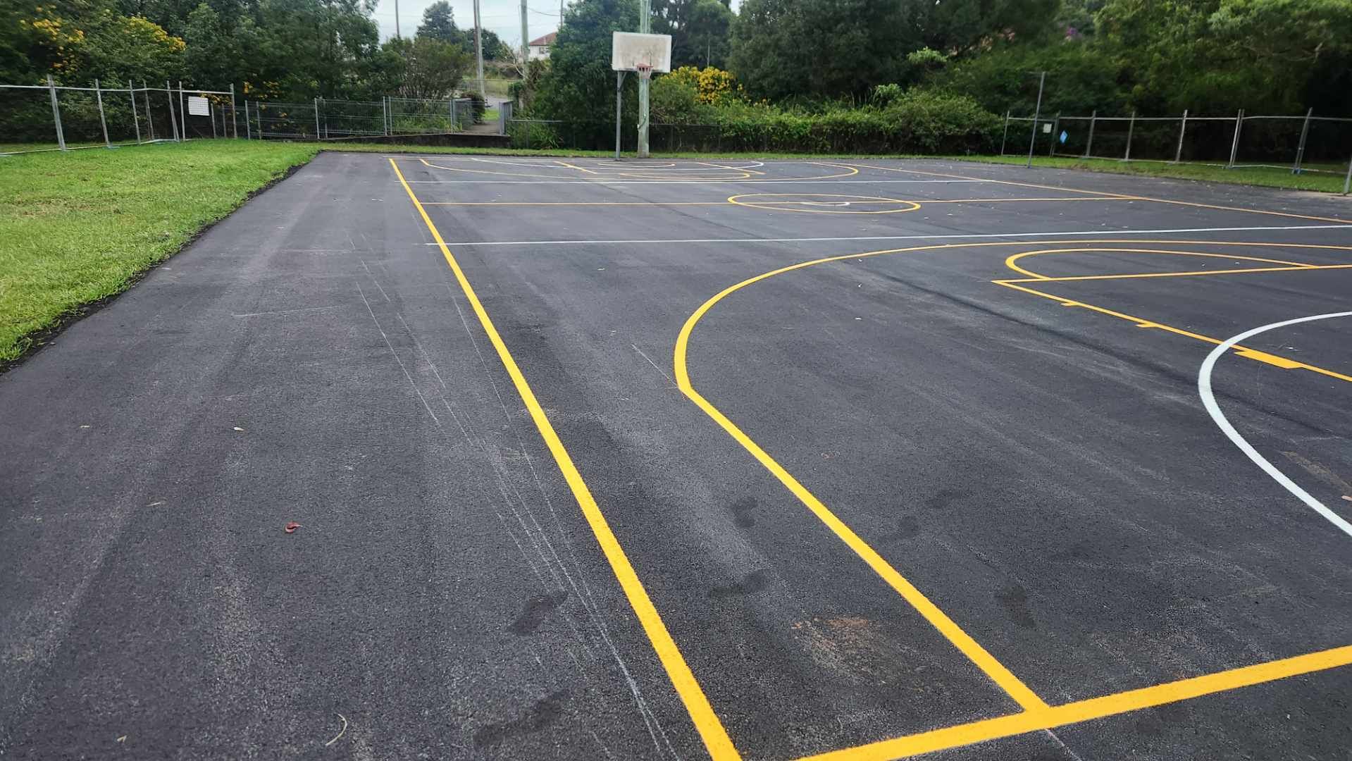 Asphalt Playground With Yellow Lines For Games — TAC Asphalt Services in Warners Bay, NSW