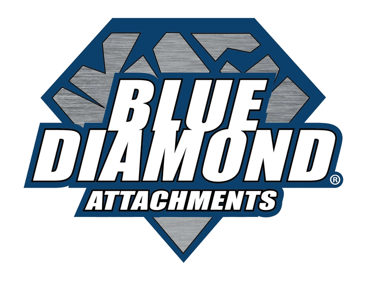 A blue diamond attachments logo with a diamond in the middle