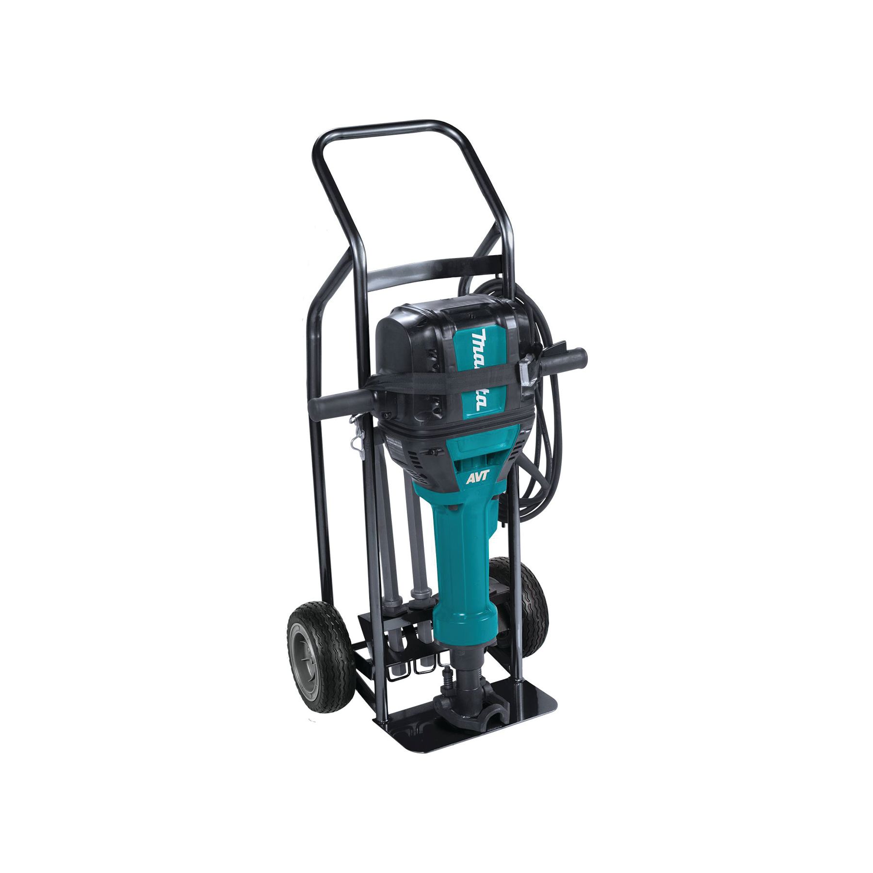 A makita demolition hammer is sitting on top of a cart.