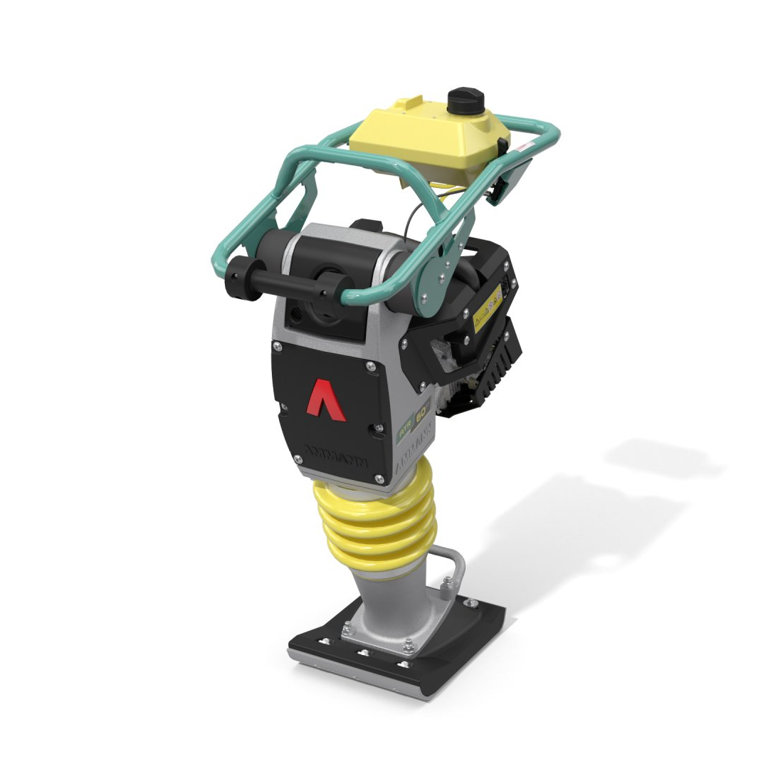 A 3d model of a compactor with the letter a on it
