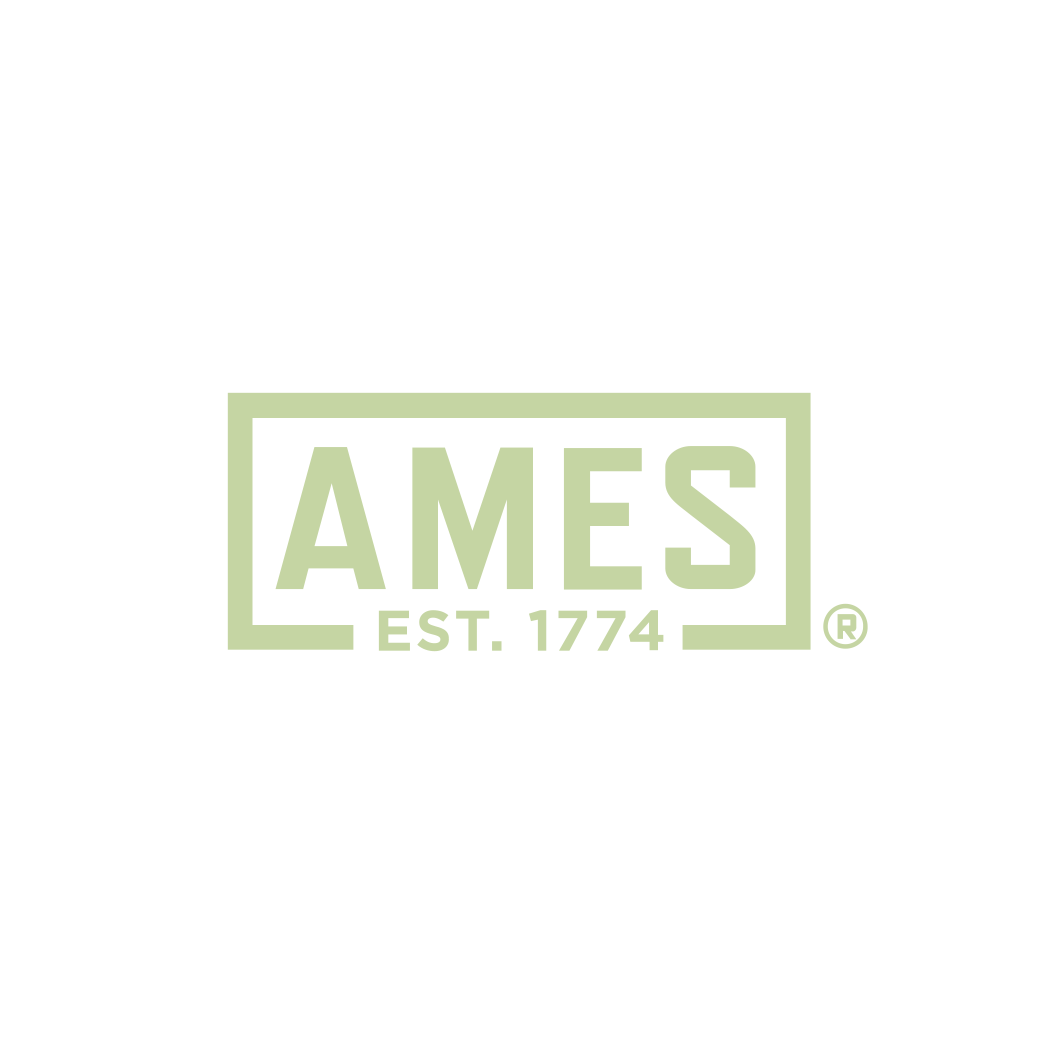 The ames est 1774 logo is green and white on a white background.