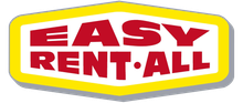 the logo for easy rent all is yellow and red .