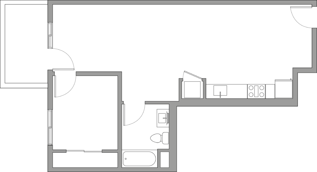 Designer 1 Bedroom Floor Plan