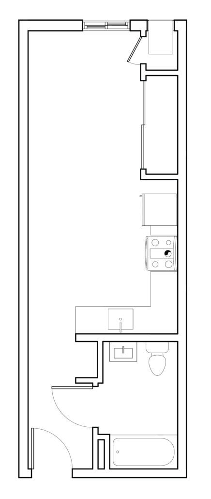 Designer Studio 1 Bath - Floor Plan