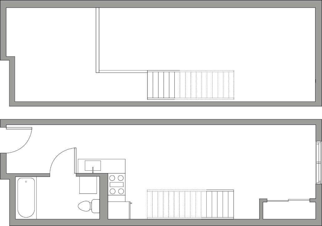 Designer Luxury Studio + Mezzanine Floor plan 