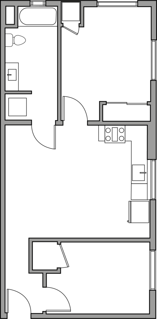 Designer 2 Bedroom 1 Bath   Floor Plan